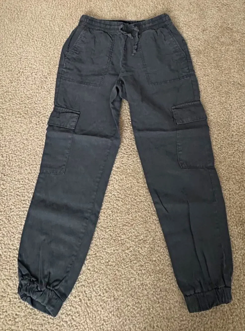 Banana Republic Petite XS Gray Luxe Lounge Cargo Jogger Pants Lyocell Linen